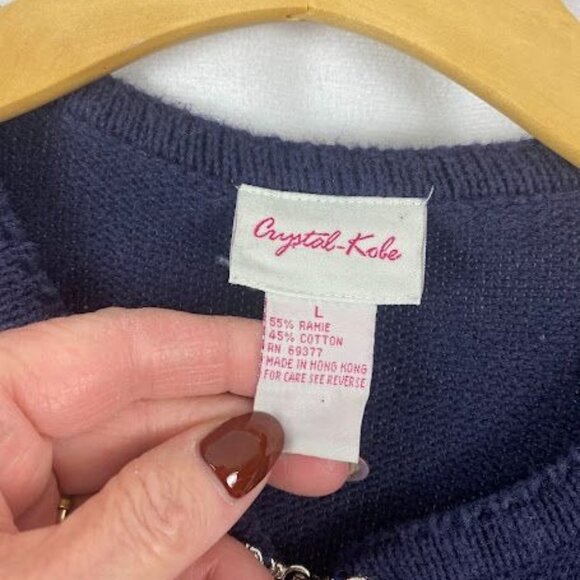 Crystal Kobe Navy Snowman Ugly Christmas Cardigan Sweater Women's Large. - Picture 11 of 11